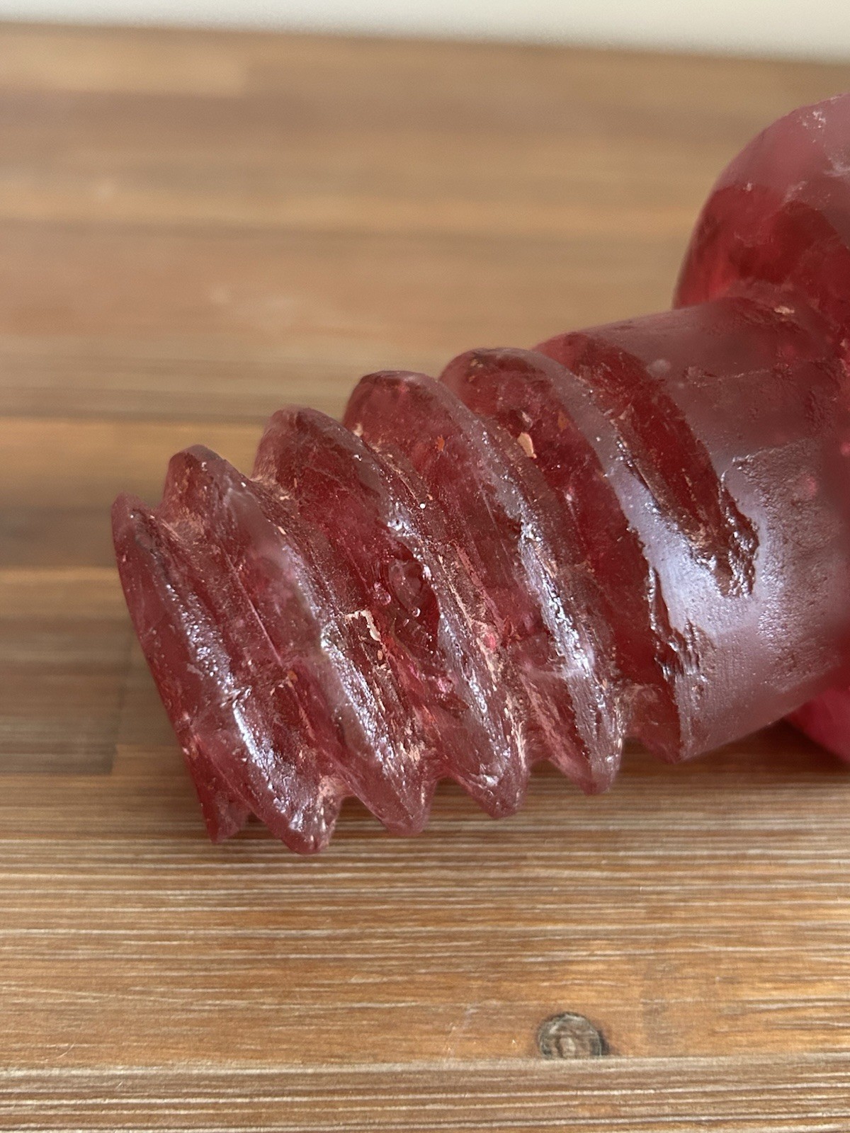 Rare Vintage 1996 Rick Beck Studio Art Glass Solid Glass Screw Sculpture Red