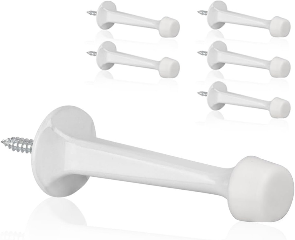 6 Pack Solid Rigid Door Stops - Heavy Duty Door Stoppers Wall Protector with Sof