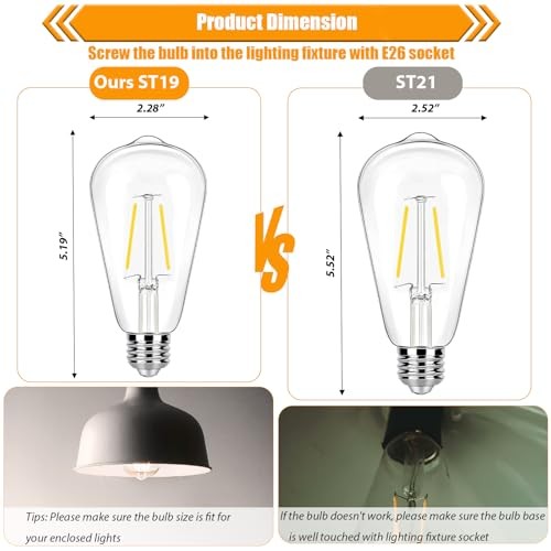 4000K Cool White LED Edison Bulbs 25W 12 Count (Pack of 1) 4000k Cool White