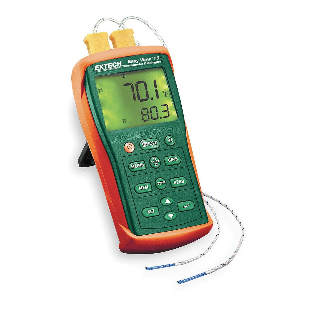 EXTECH EA10 Thermocouple Thermometer,2 Input,Type K 1ZKY2