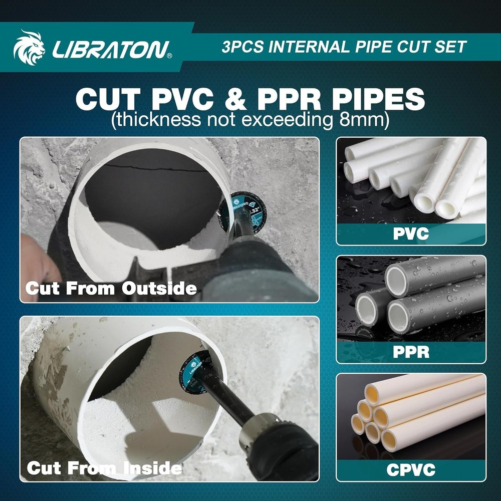 Complete Internal Pipe Cutting Set for PVC & PE Pipes - Lightweight & Efficient