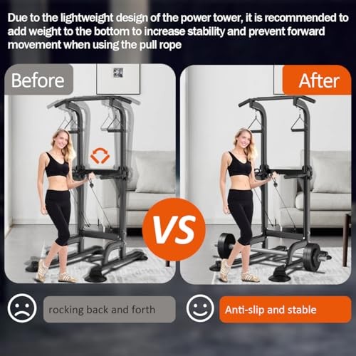 Power Tower Pull Up & Dip Station Multi-Function Home Strength Training Black