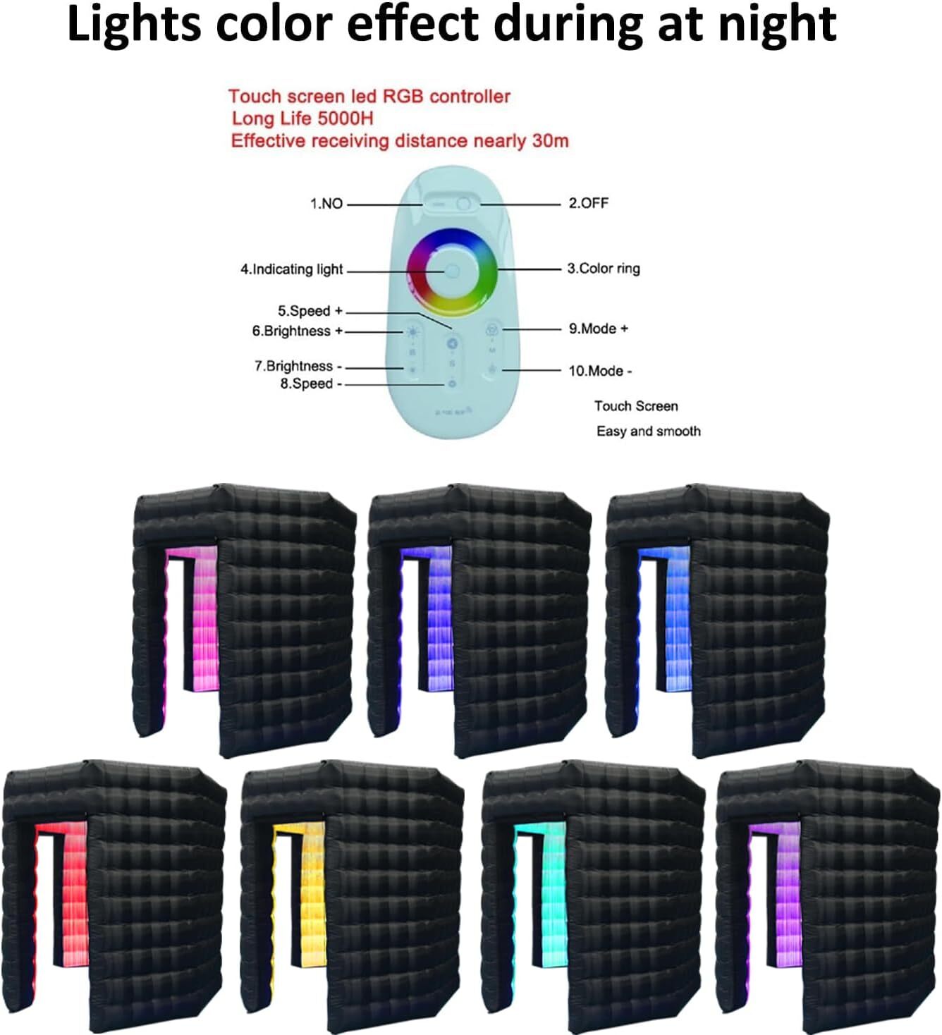 Inflatable Octagonal Photo Booth Enclosure 2 Doors W/LED Light & Blower for Bars