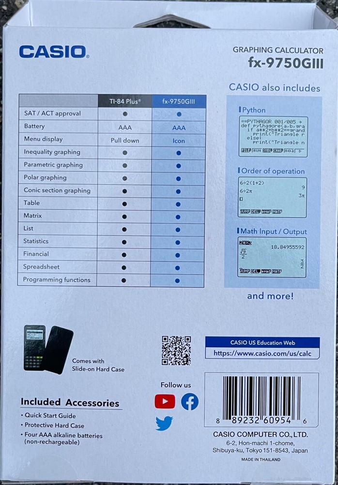 Casio FX-9750GIII Graphing Calculator Python & Natural Text Book Display **NEW**