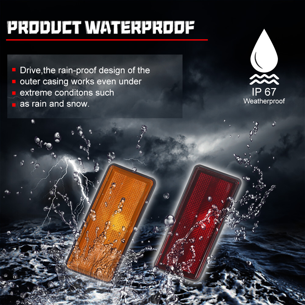 4PCS Amber Front & Red Rear Side Marker Lights For 1974-1979 Chevy Corvette C3