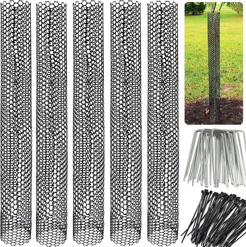 Mesh Tree Trunk Protectors 6 Pack 40 Inches Tree Bark Protector Guard with Zip