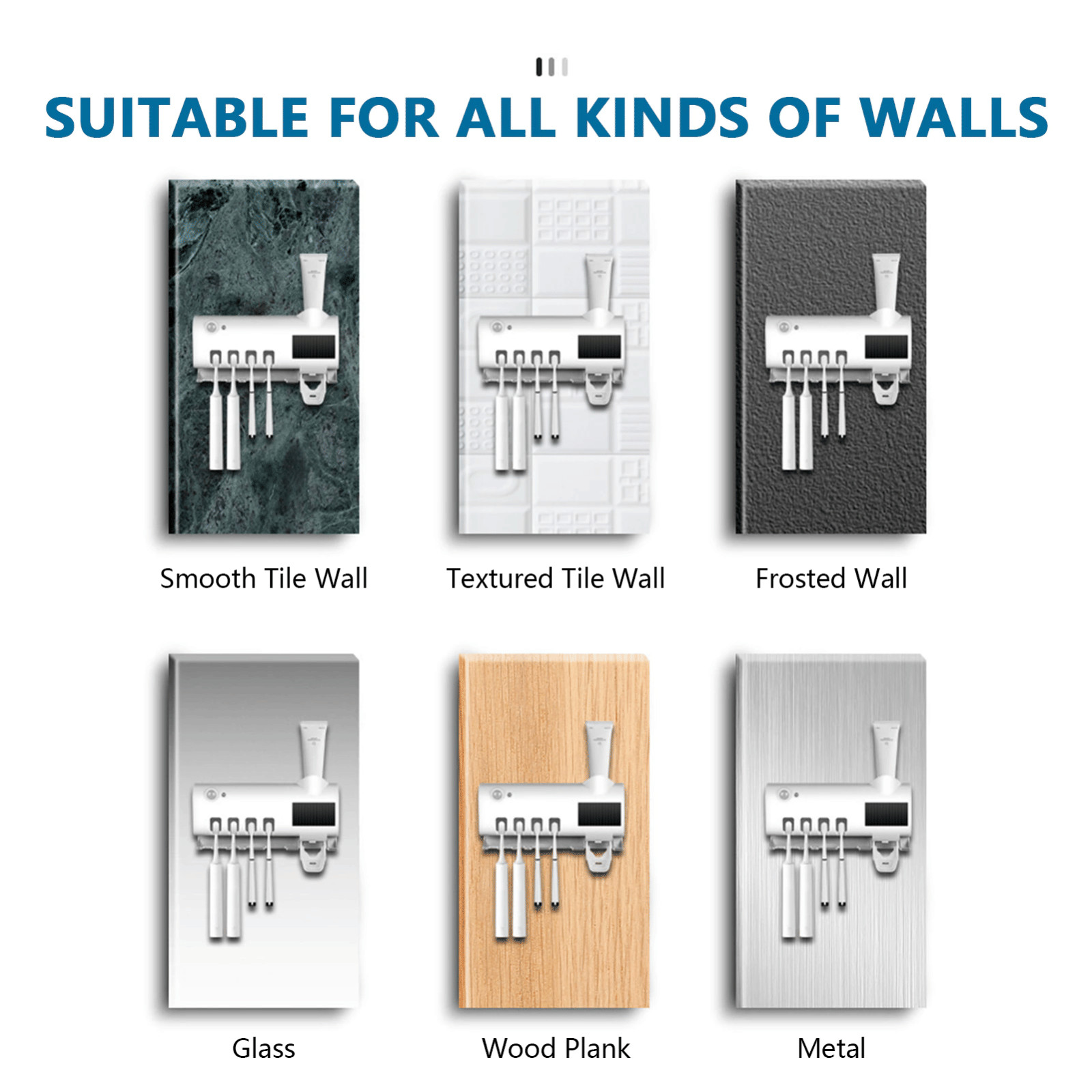 UV Toothbrush Holder Sterilizer with Auto Toothpaste Dispenser Bathroom