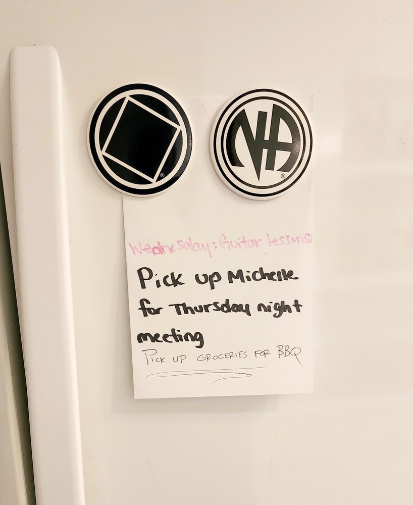 SALE! NARCOTICS ANONYMOUS 2 FRIDGE MAGNETS NA recovery chip medallion basic text