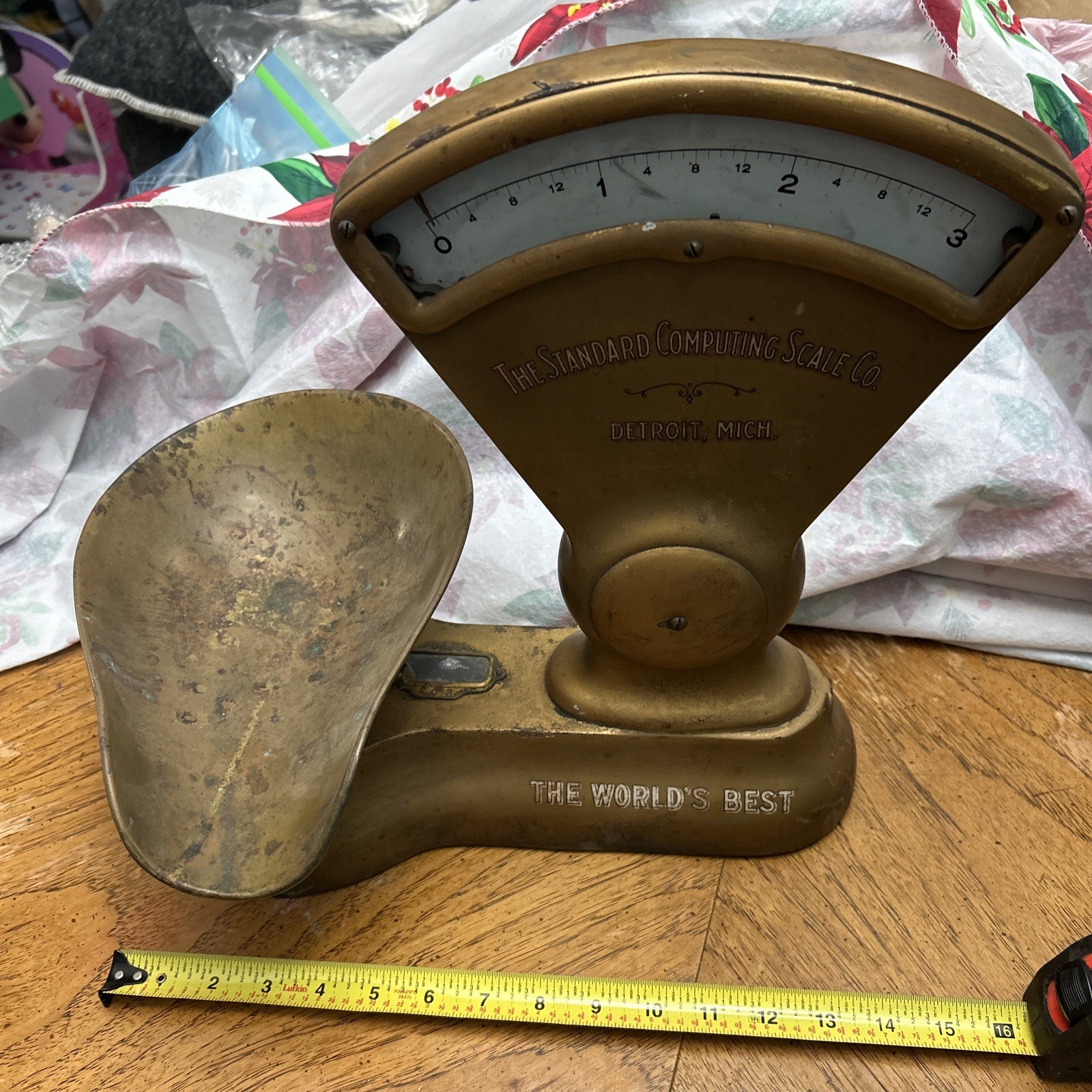 ANTIQUE 3 LB SCALE STANDARD COMPUTING SCALE CO DETROIT MICH USA G3D