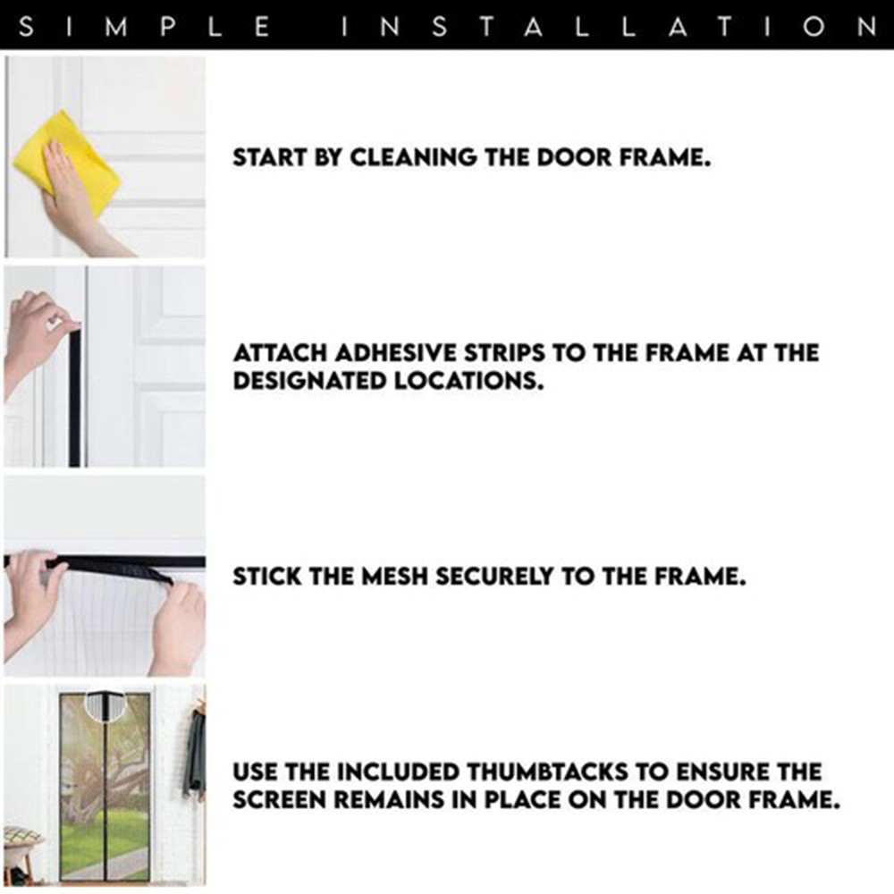 Magnetic Screen Door Mesh Curtain Durable Heavy Duty Mosquito Net Bug Hands Free