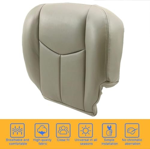 Driver Side Bottom Replacement Leather Seat Cover 922 Light Compatible Gray