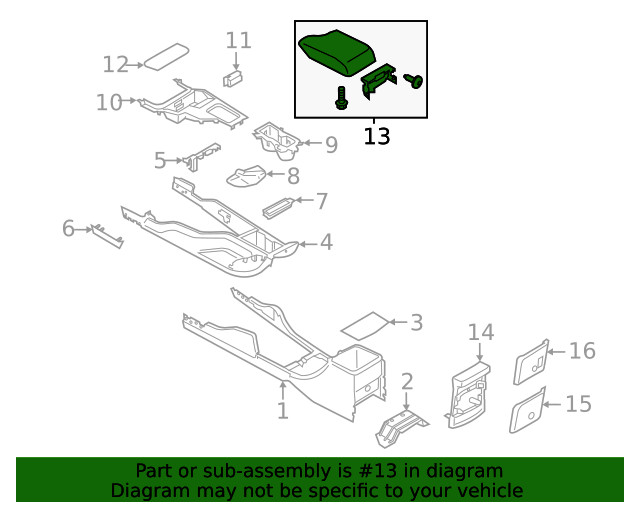 Genuine Ford Armrest Assembly KB3Z2106024AA