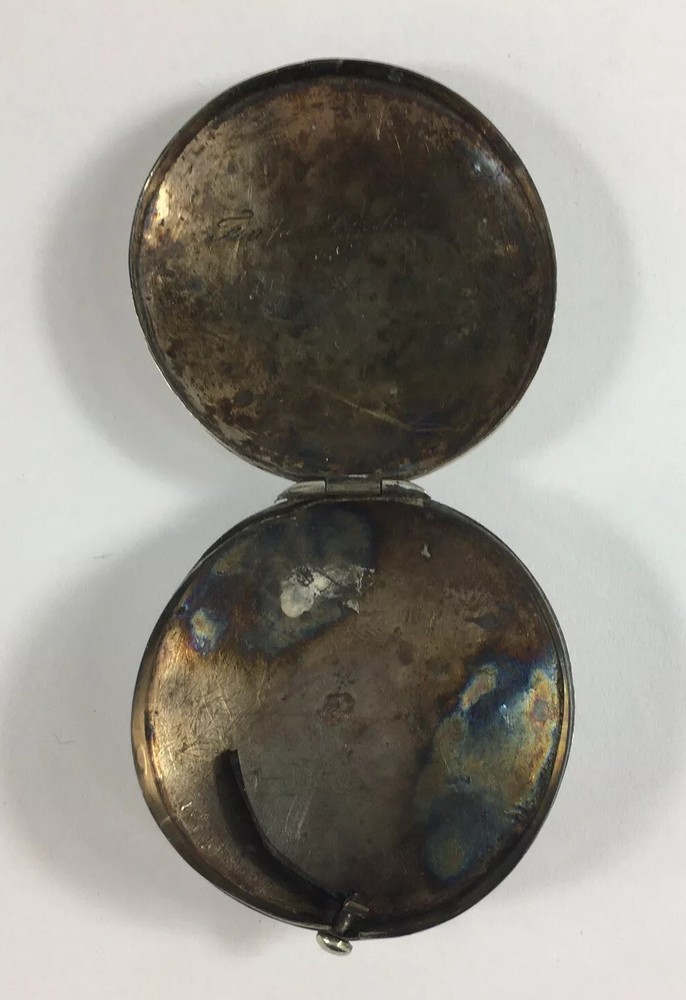 Antique Dutch 1830 Round Snuff Box Solid Silver 2.3cm In Height