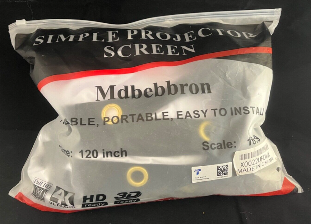NEW 120" MDBEBBRON SIMPLE PROJECTOR SCREEN FOLDABLE PORTABLE EASY TO INSTALL