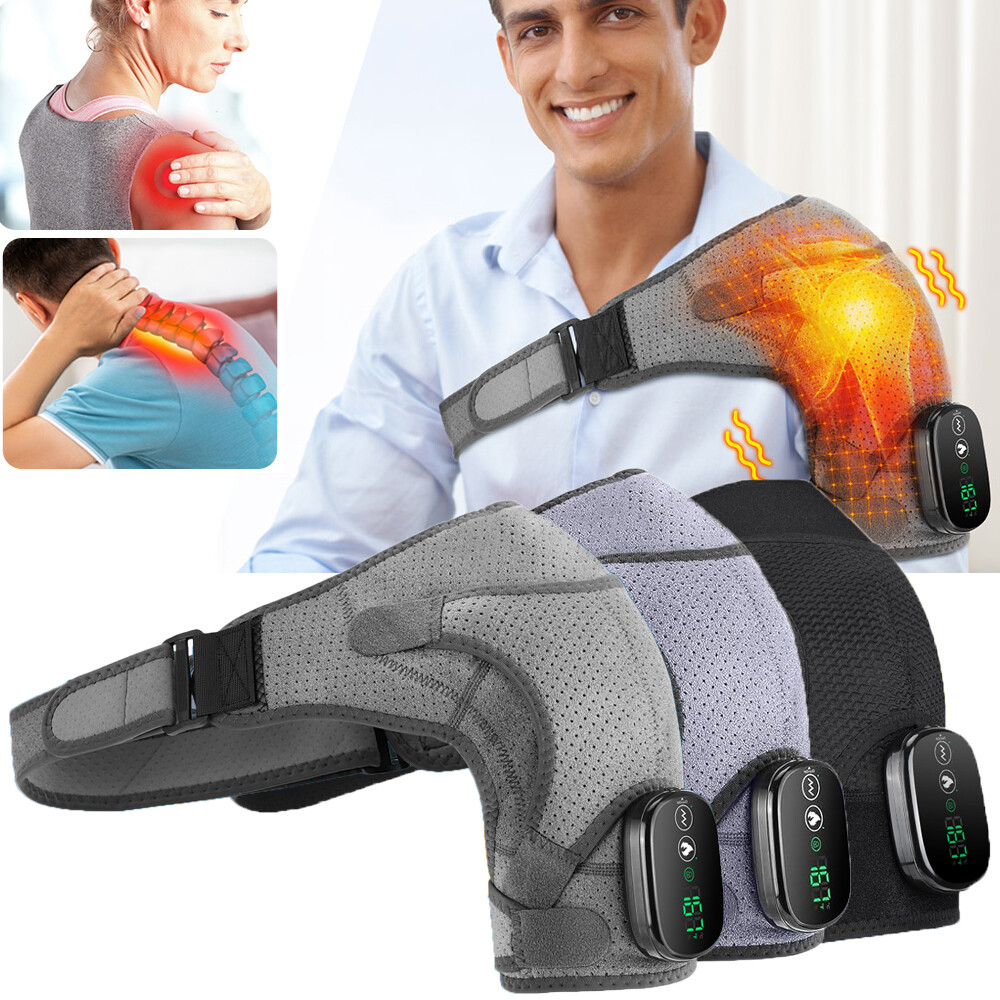 Electric Heated Vibration Shoulder Massager Brace Rotator Cuff Joint Pain Relief