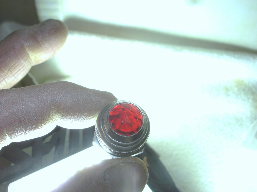 2 VINTAGE RUBY RED JEWELED " GLASS " DIMMABLE DASH PILOT INDICATOR LIGHTS