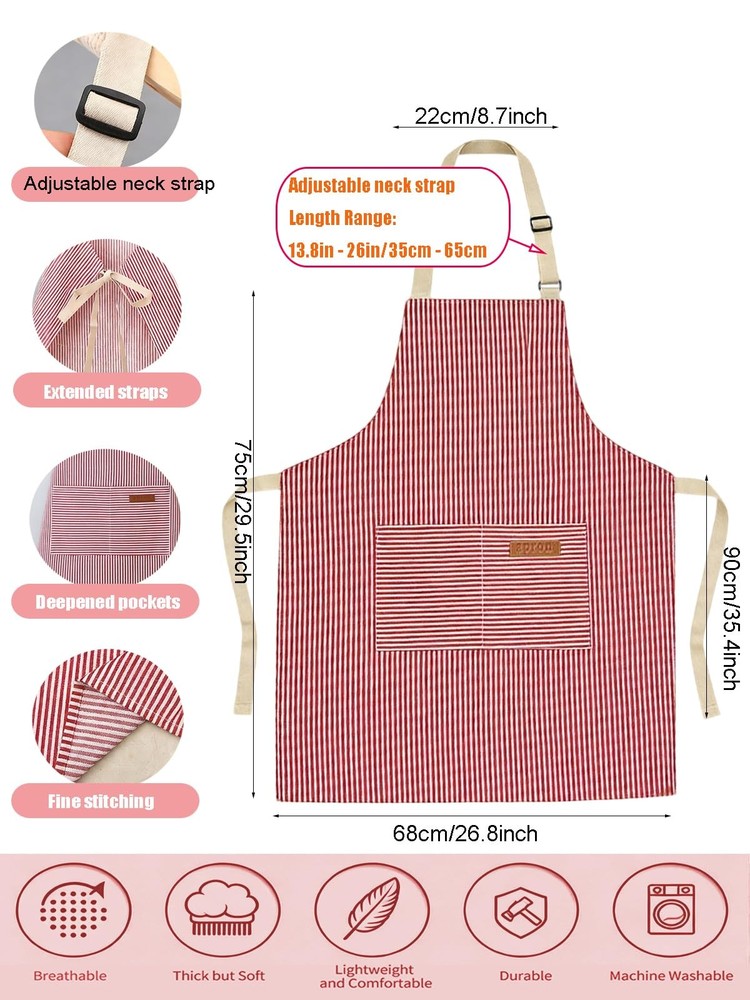 2 Pieces Adjustable Apron with Pockets, Large Cooking Aprons, Kitchen Aprons ...