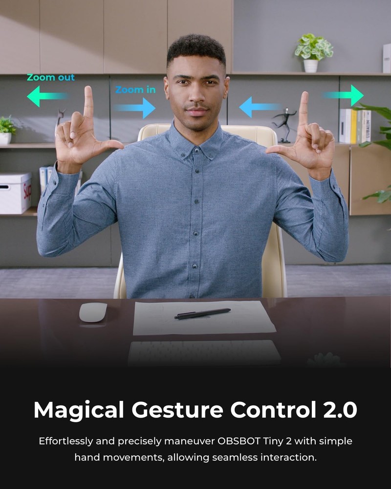 OBSBOT Tiny 2 Webcam 4K Voice Control PTZ, AI Tracking Multi-Mode & 2