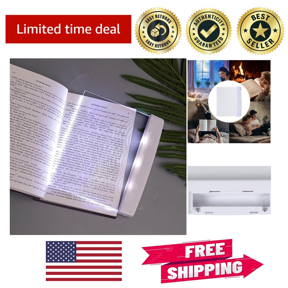 Portable Flat Panel Book Light - Warm White LED Illuminator for Bedside Reading