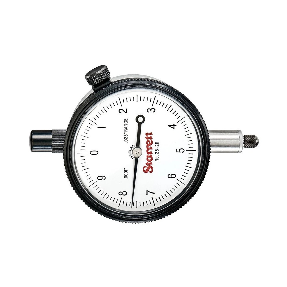 Starrett 25-211J Dial Indicator, 0-10 Continuous Dial 0-.025" Range