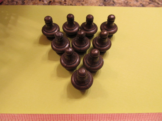 10 pcs NEW OLD STOCK - LAMP FINIALS - PAWN CHESS PC LOOK - HEAVY THREADED METAL