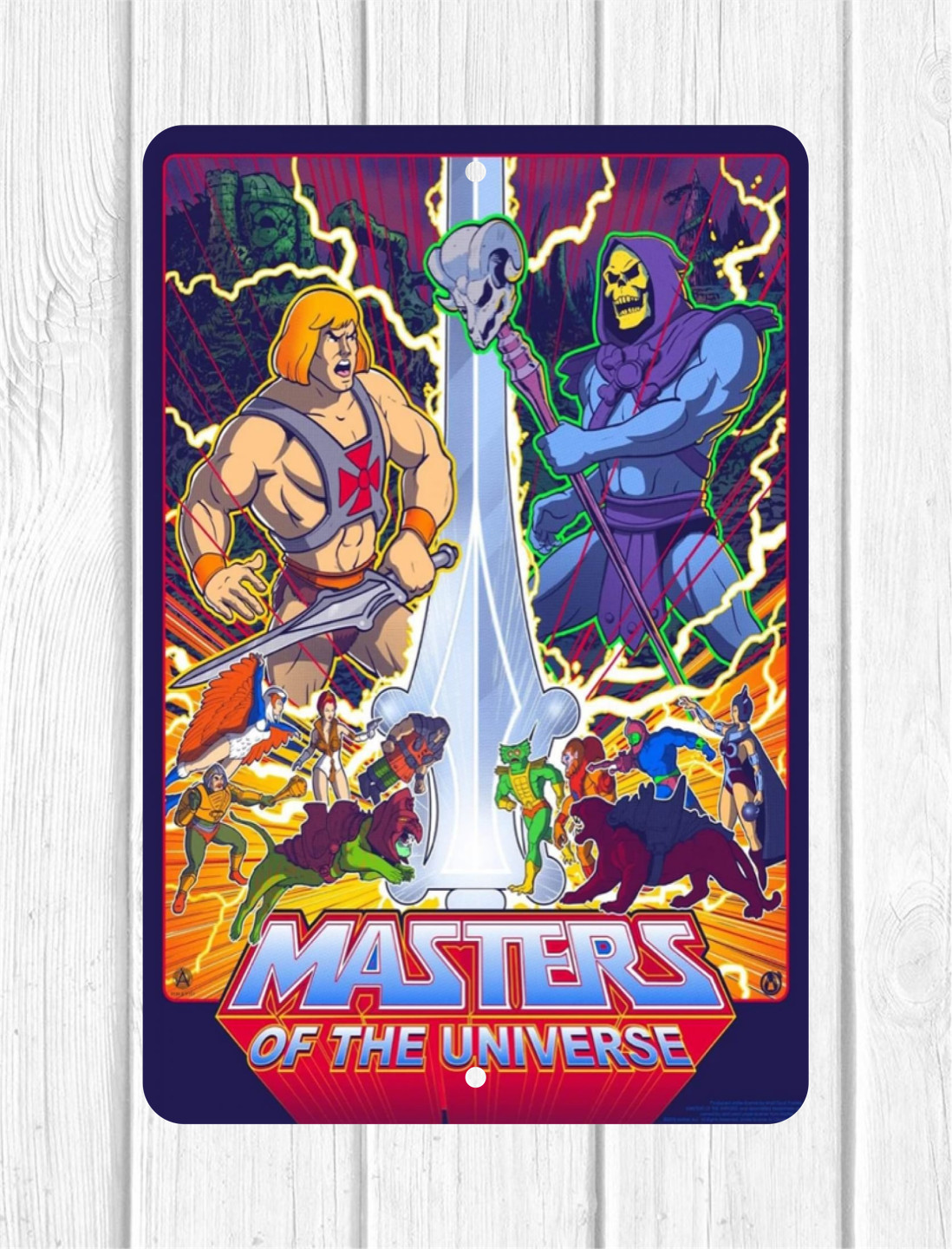HE-MAN AND SKELETOR MOTU 8"X12" METAL WALL SIGN MAN CAVE HOME