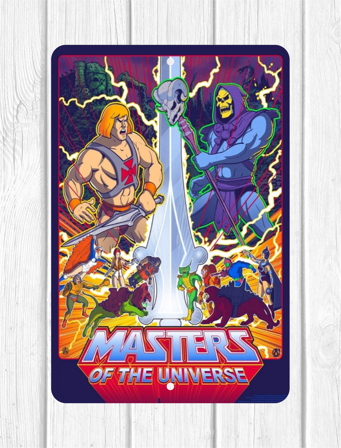 HE-MAN AND SKELETOR MOTU 8"X12" METAL WALL SIGN MAN CAVE HOME