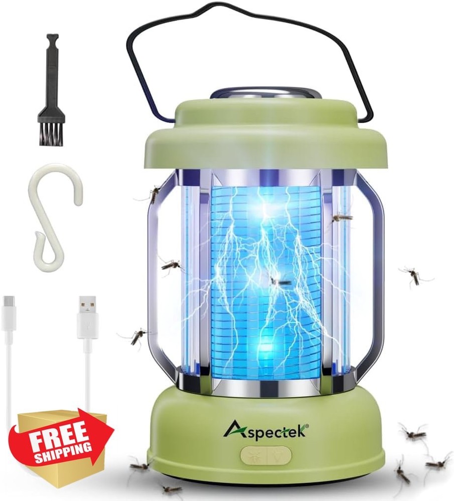 ASPECTEK Waterproof Bug Zapper Lantern Rechargeable Mosquito Fly Trap