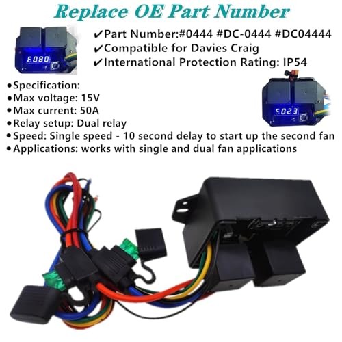 Digital Radiator Fans Controller Switch Kit，12V and 24V, Adjustable