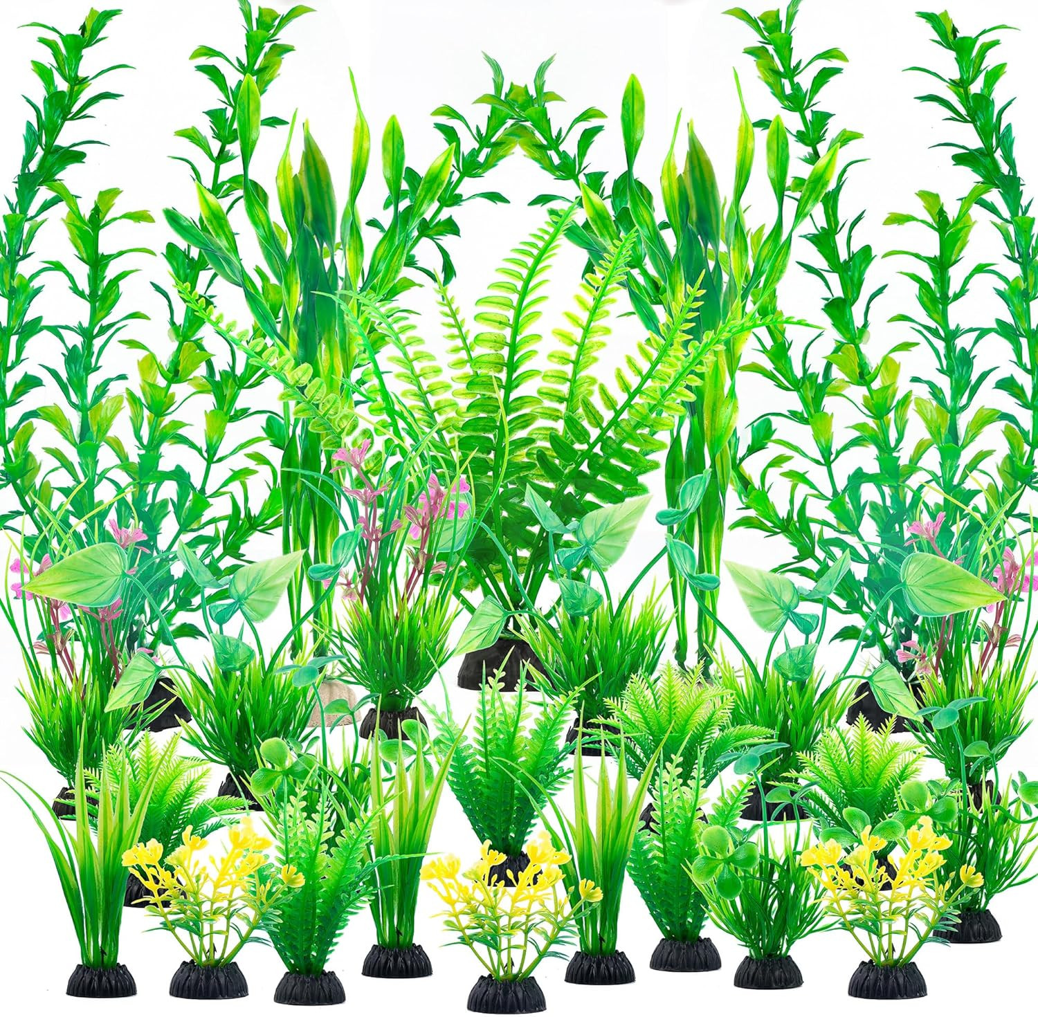 Artificial Green Plastic Plants 26 PCS for Fish Tank Decorations Fish Tank Decor