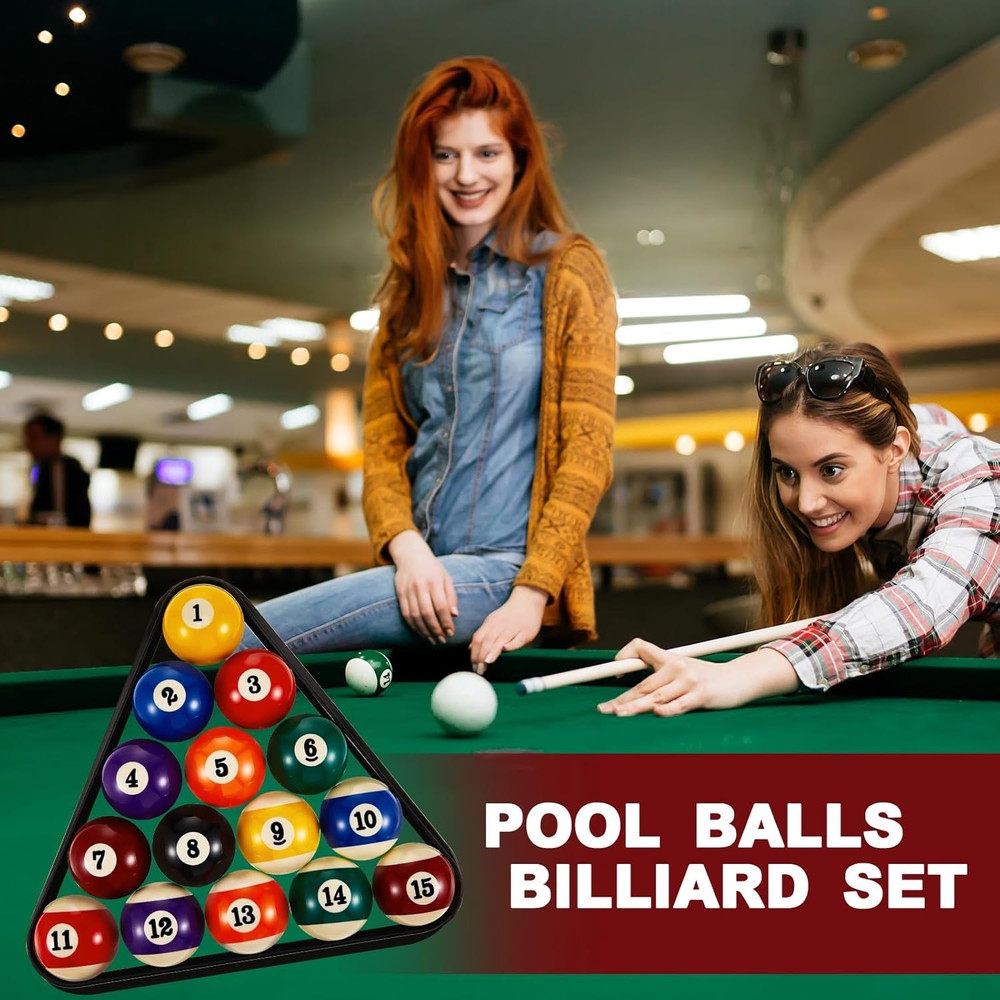 Complete 55-Piece Pool Table Accessory Set with Billiard Balls & Cues