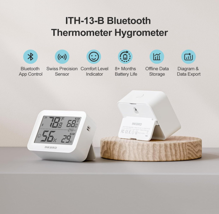 Bluetooth Thermometer Hygrometer, 230FT Range Temperature Sensor Greenhouse Ther