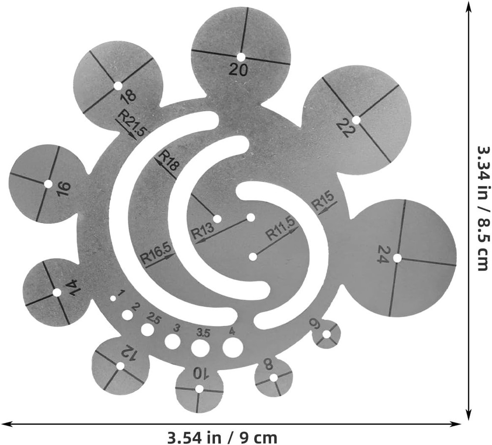Leather Cutting Circle Template Round Ruler Precision Radius Tool for Sewing Cra