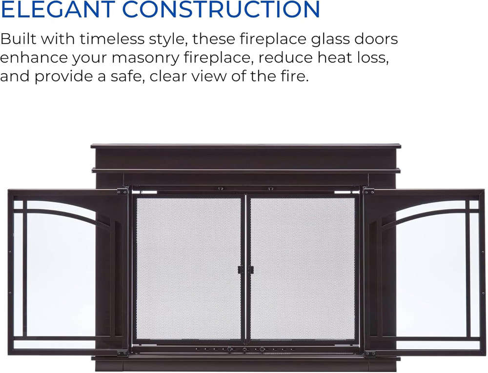 Branford Fireplace Glass Doors with Screen, Small - Model# BRFD-SM
