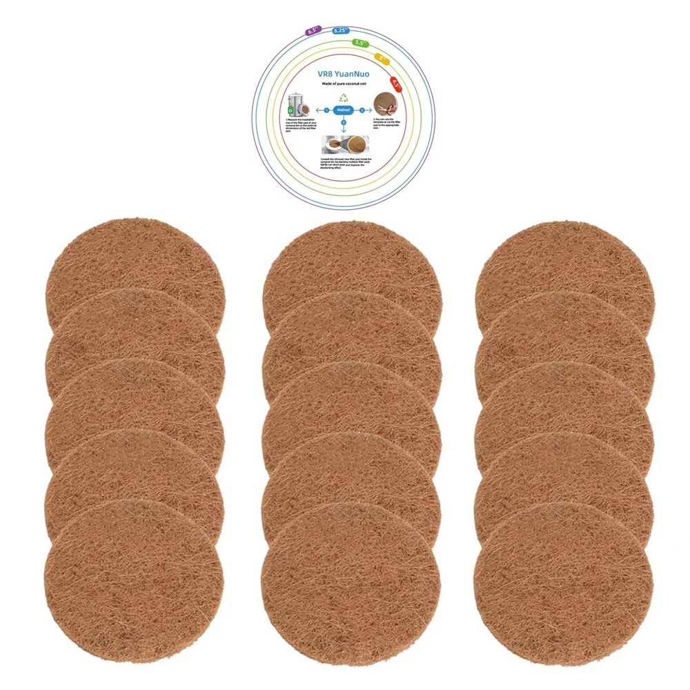Kitchen Compost Bin Filters 15 Pack Coconut Shell 7.25 Inch Replacement
