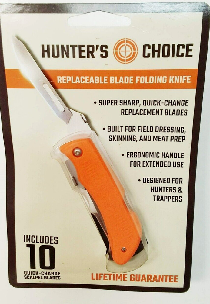 Hunter's Choice Replaceable Blade Folding Knife, w/ 10 Wiebe Wicked Sharp Blades