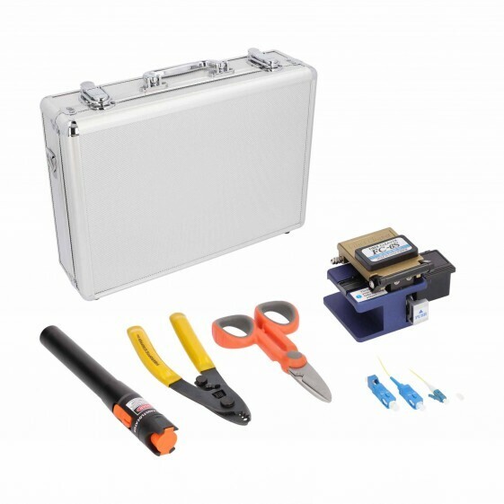 Fiber Optic Connector Tool Kit Cleaver Stripper Scissor VFL Case