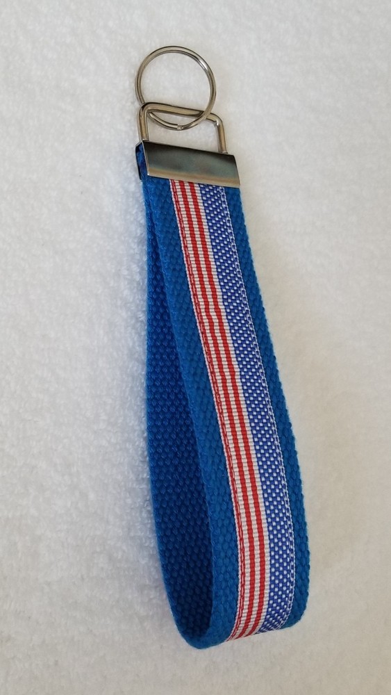 Handmade Key Fob Wristlet - Flag