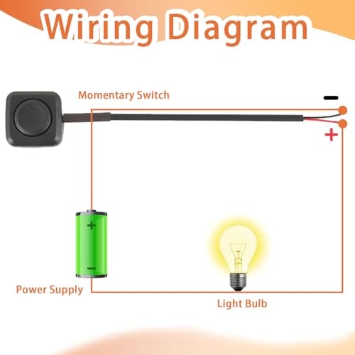 2PCS Momentary Push Button Switch, 12V/24V Mini Push Mini-Button switch 2P