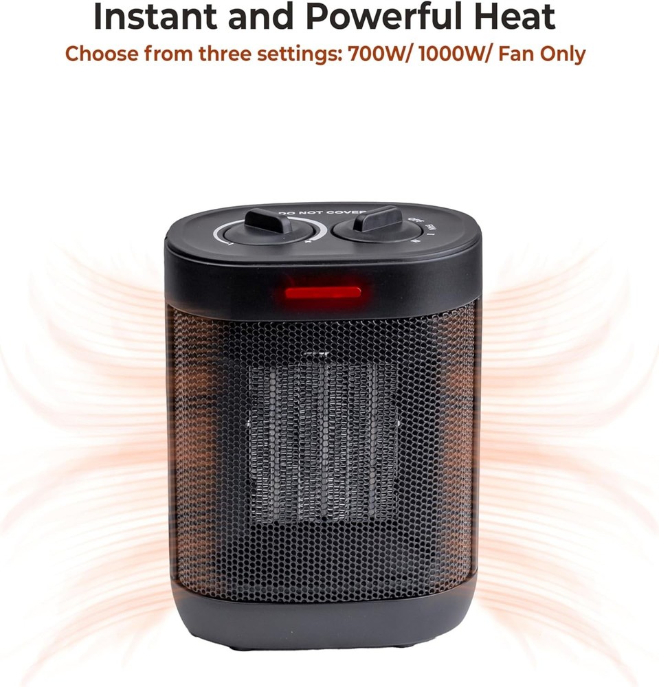 Versatile Ceramic Space Heater with Tip-Over Protection - Adjustable & Portable