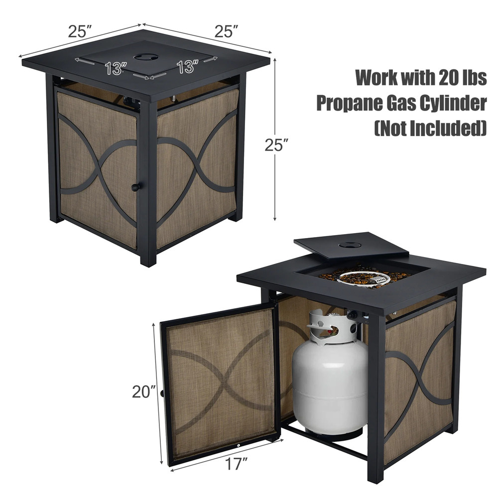25'' Gas Fire Pit Table 40,000 BTU Propane Fire Pit Table W/ CSA Certification