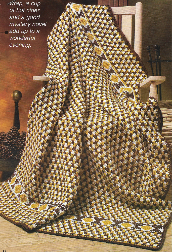 Fireside Plaid Afghan crochet PATTERN INSTRUCTIONS