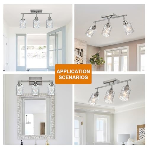 Brushed Nickel Semi Flush Mount Ceiling Light with Rotatable 3 Light