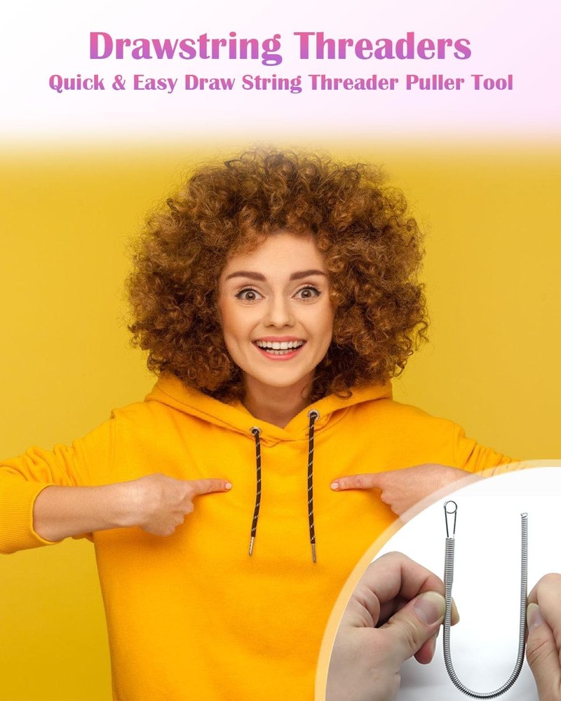Spring Drawstring Needle Threader, DIY Rope Threaders Clip Puller Replacement