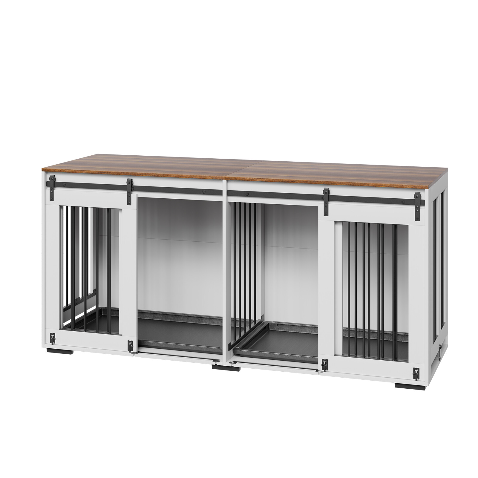 Dog Crate Furniture 72 in Indoor Wooden Dog Kennel with Tray Heavy Duty