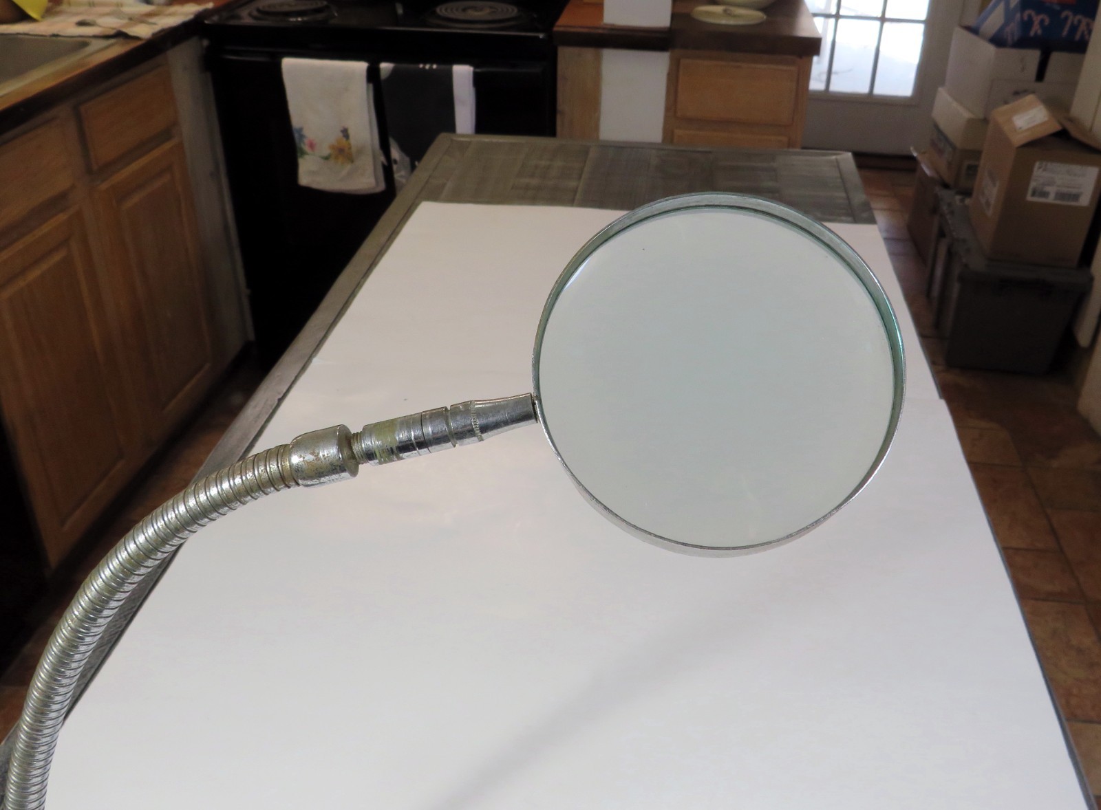 Vintage MCM Desktop Gooseneck Flexible Tasco Magnifier Glass W/ Cast Iron Base