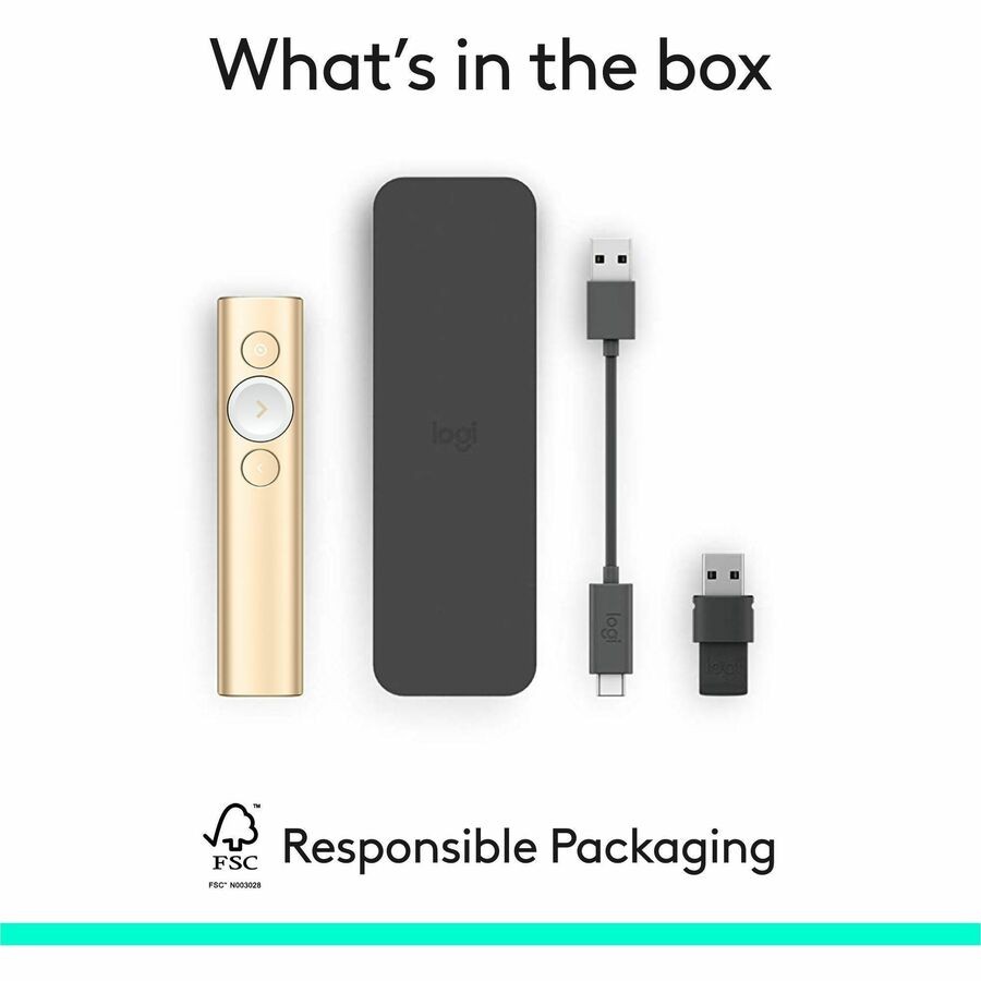 Logitech Spotlight Presentation Remote Gold Laser Bluetooth 30m