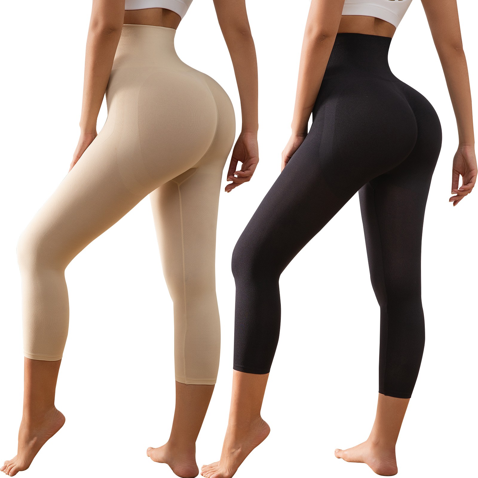 Slimming Anti Cellulite Compression Leggings Leg Shaper High Waist Black Capris