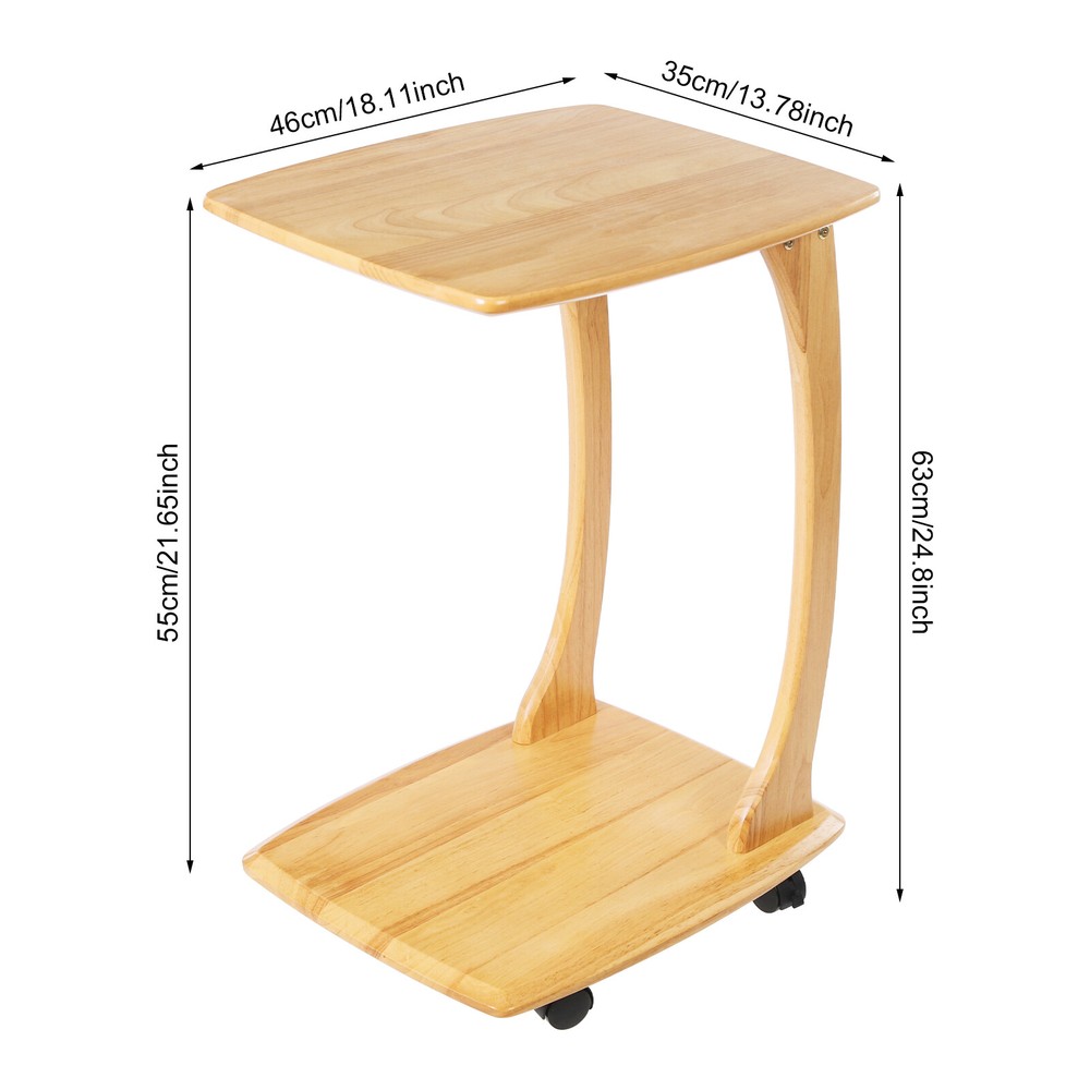 C Shaped End Table Small Side Sofa Table Sofa End Table Laptop Table Wheels Home