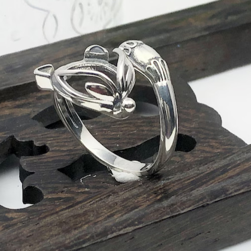 Adjustable Thai Sterling Silver Fox Ring Blank (10x10mm Round Blank)